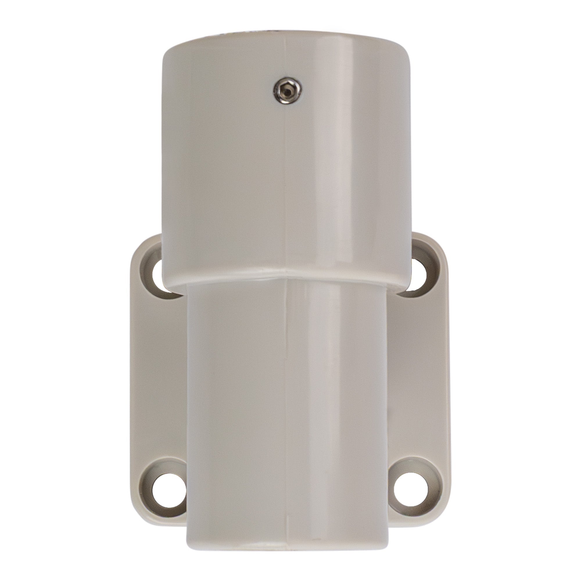 Front profile of a tan plastic wall pole mount on a white background.