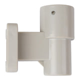 Side profile of a tan plastic wall pole mount on a white background.