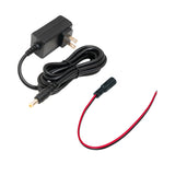 Black power adapter with a cable on a white background