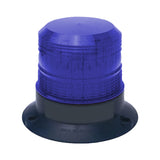 Blue xenon strobe with black base on a white background.
