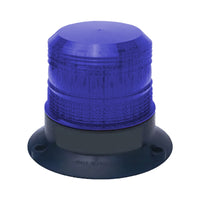 Blue xenon strobe with black base on a white background.