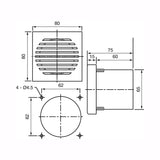 Black on white technical drawing of a mechanical component with dimensions depicted.