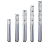 Monochrome group of industrial signal lights on a white background.