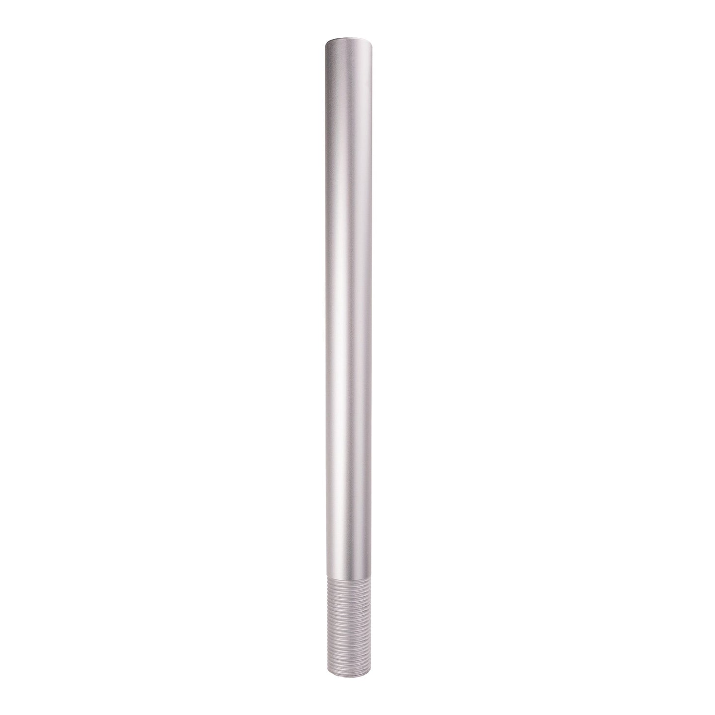 Bare rushed metal pole on a white background.