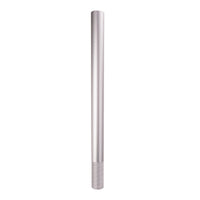 Bare rushed metal pole on a white background.