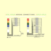 Color technical drawing of a cylindrical component depicting wiring terminals design.