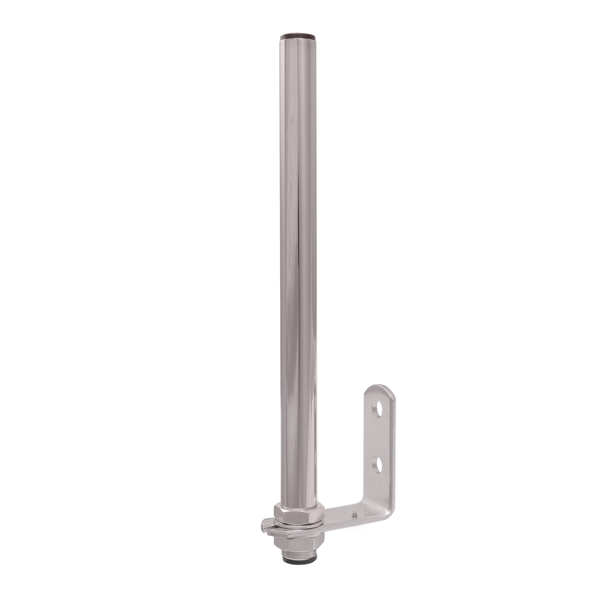 1 foot pole with hardware mounted on a white background.