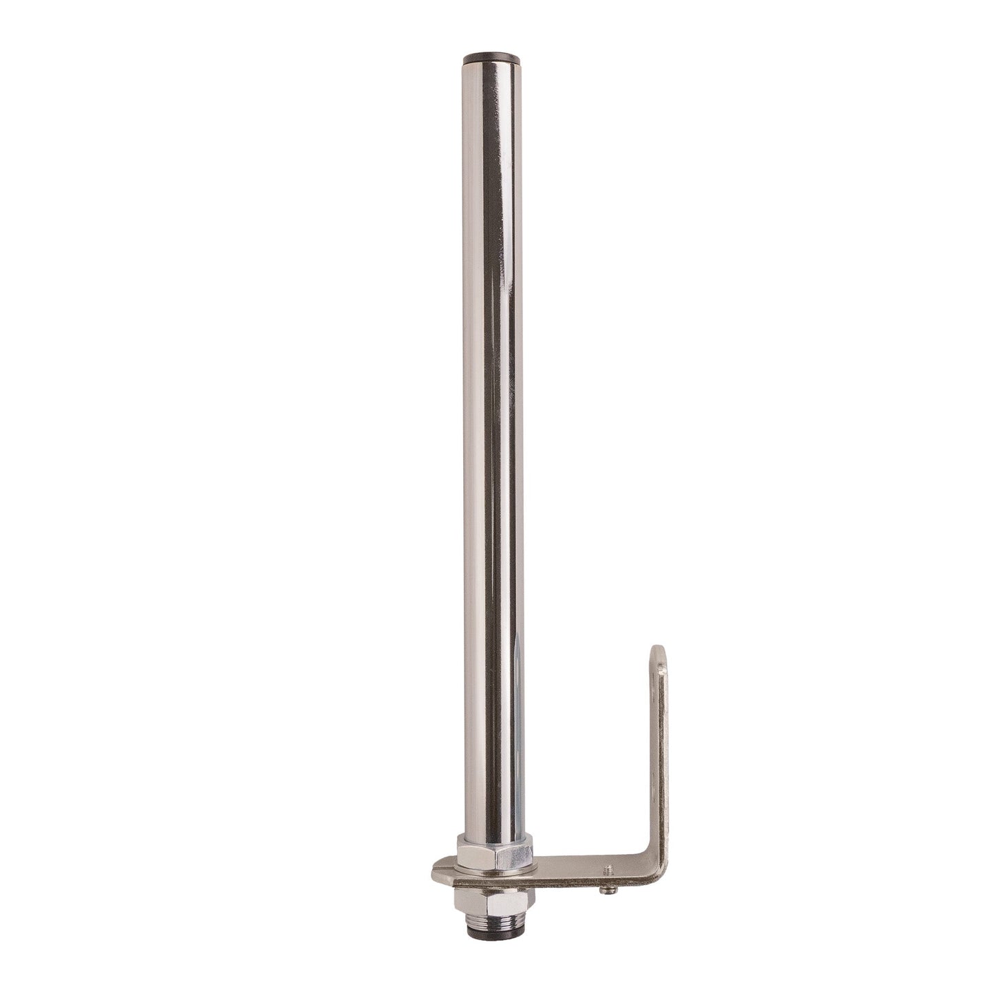 1 foot pole with hardware mounted on a white background.