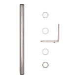 One foot pole and accompanying hardware on a white background.