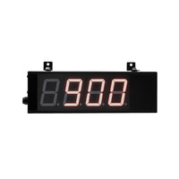 Front perspective of a black two inch display with red illuminated numbers on and a grey run/hold reset switch box on a white background.
