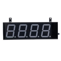 Front profile of a black four inch digital display powered off on a white background.