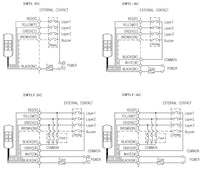 Black and white wiring diagram depicting external contacts.