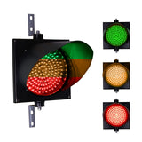 12 Inch 3-in-1 red/amber/green LED traffic light with steel mounting brackets.