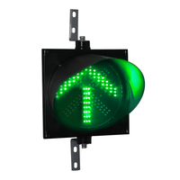 12 inch traffic light with green arrow and steel mounting brackets on a white background.