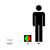 'Signaworks' branded graphic depicting traffic light dimensions and height relative to a 6 foot human.