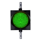 12 Inch green LED traffic light with steel mounting brackets.