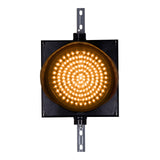 12 Inch amber LED traffic light with steel mounting brackets.