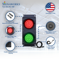 Dual four inch traffic light with mounting, LED quality, 3-way switch, housing and power cord.