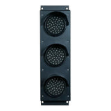 Triple lens 4 inch LED traffic light on a white background.