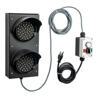 LED light with mirroring pilot light control box and cables on a white background.