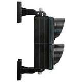 Dual 4 inch traffic light with black plastic brackets on a white background.