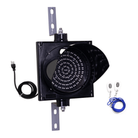 Single 8 inch wireless traffic light with power cord, steel mounting brackets, key fob remote on a white background.