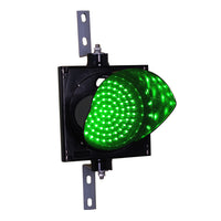 Green 8 inch traffic light on a white background.