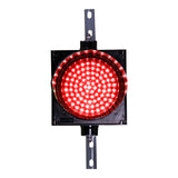 Red 8 inch traffic light on a white background.