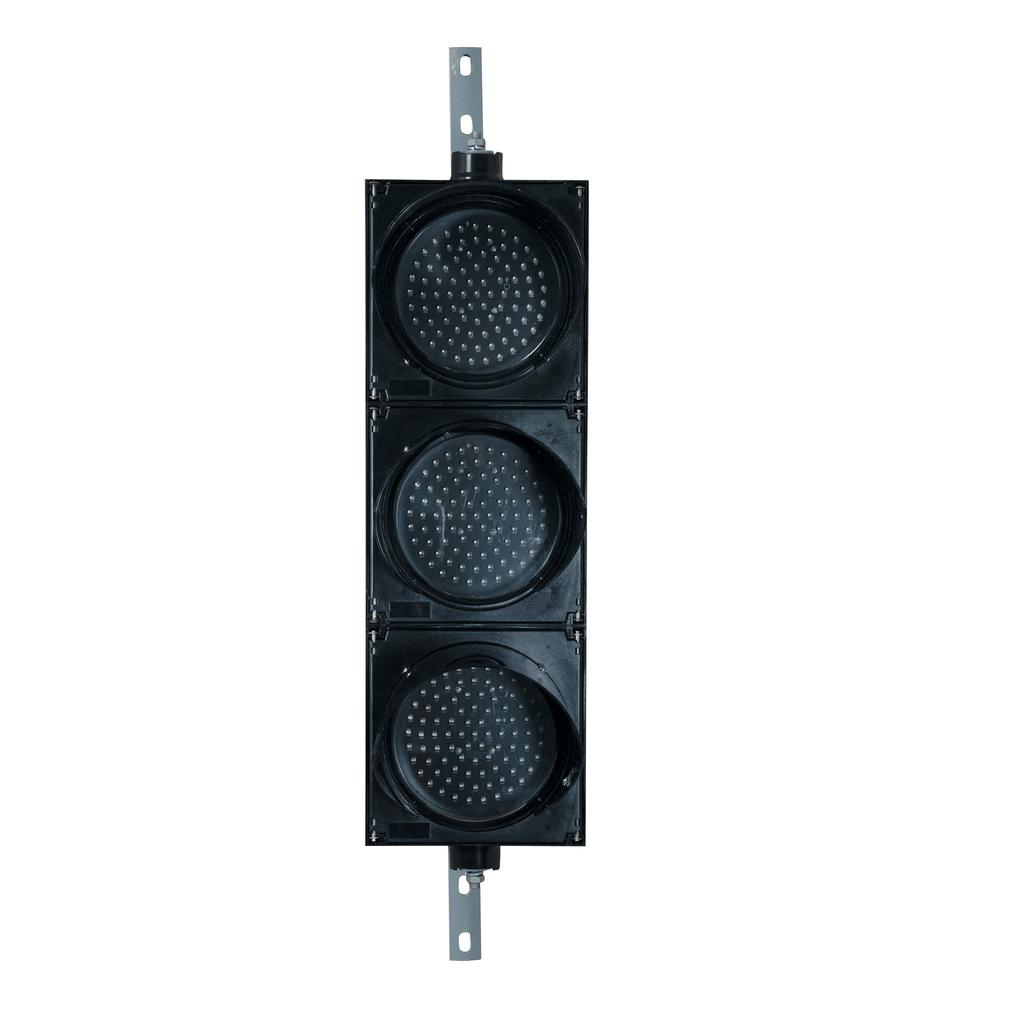 Wireless triple 8 inch traffic light with on a white background.