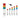 A collection of multicolor pole-mounted industrial signal lights and a USB connection cable on a white background.