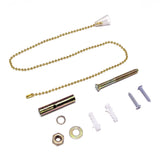 Pull chain, screws, nuts and washers on a white background.