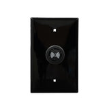 A black wall plate with a central black circular audible alarm component featuring a speaker icon on a white background.