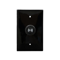 A black wall plate with a central black circular audible alarm component featuring a speaker icon on a white background.