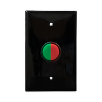 Black wall plate with red/green LED pilot lights mounted on a white background.