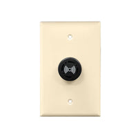 An ivory wall plate with a central black circular audible alarm component featuring a speaker icon on a white background.