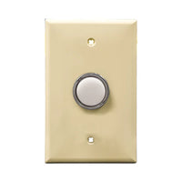 Ivory wall plate with white LED pilot lights mounted on a white background.