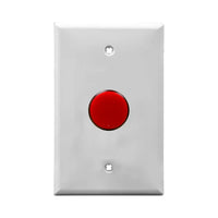 White wall plate with red LED pilot lights mounted on a white background.
