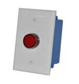White plate red push button enclosure on a  white background.