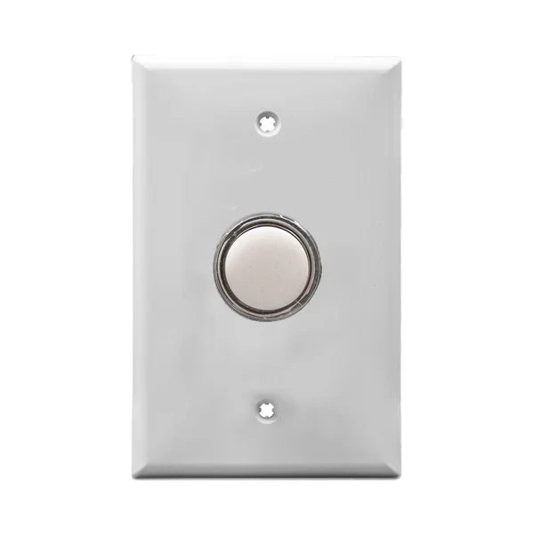 White wall plate with white LED pilot lights mounted on a white background.