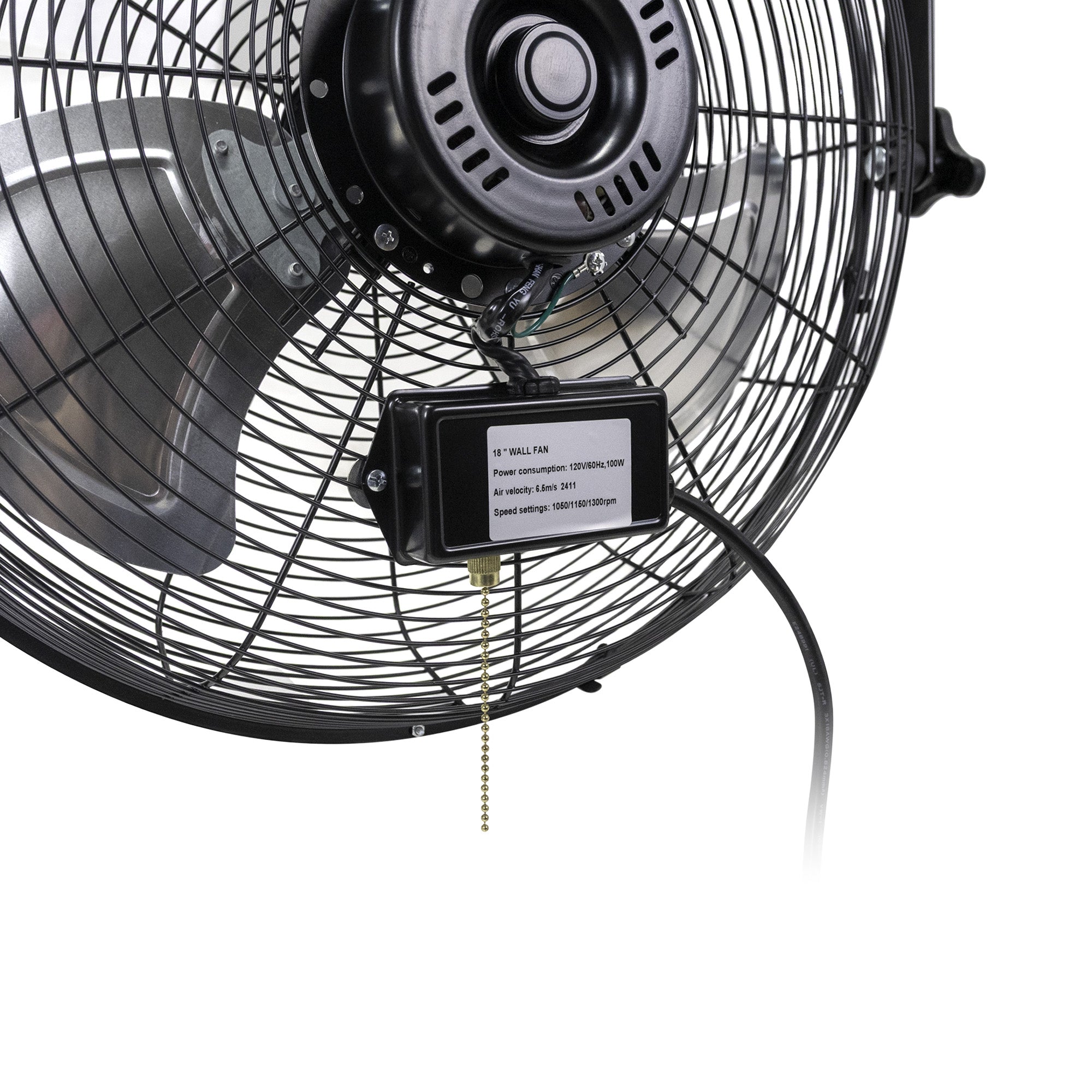 Close up of pull chain on rear of fan.