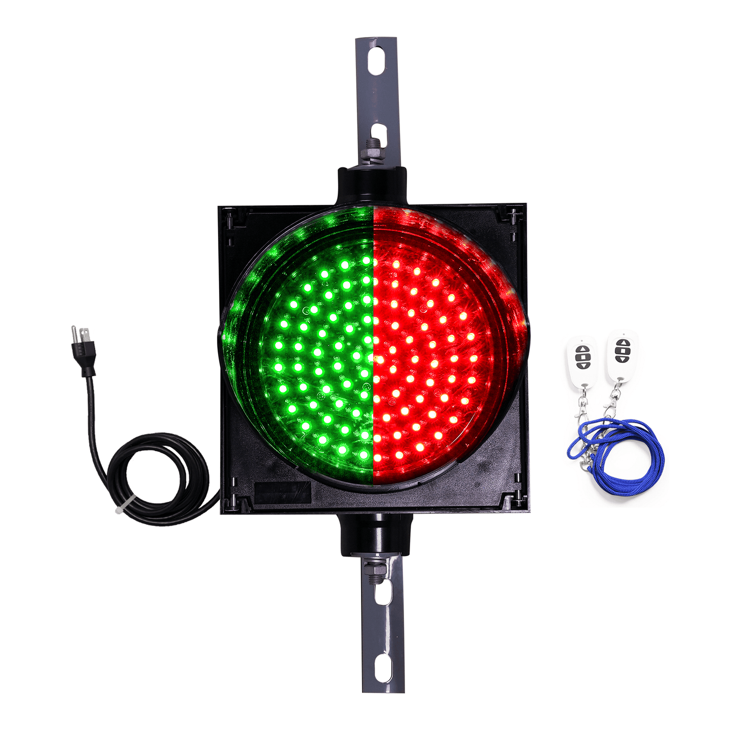 8 Inch Diameter Lens LED Traffic Light, 2 Colors in 1, Wireless Key Fob & Power Cord (Plug & Play)