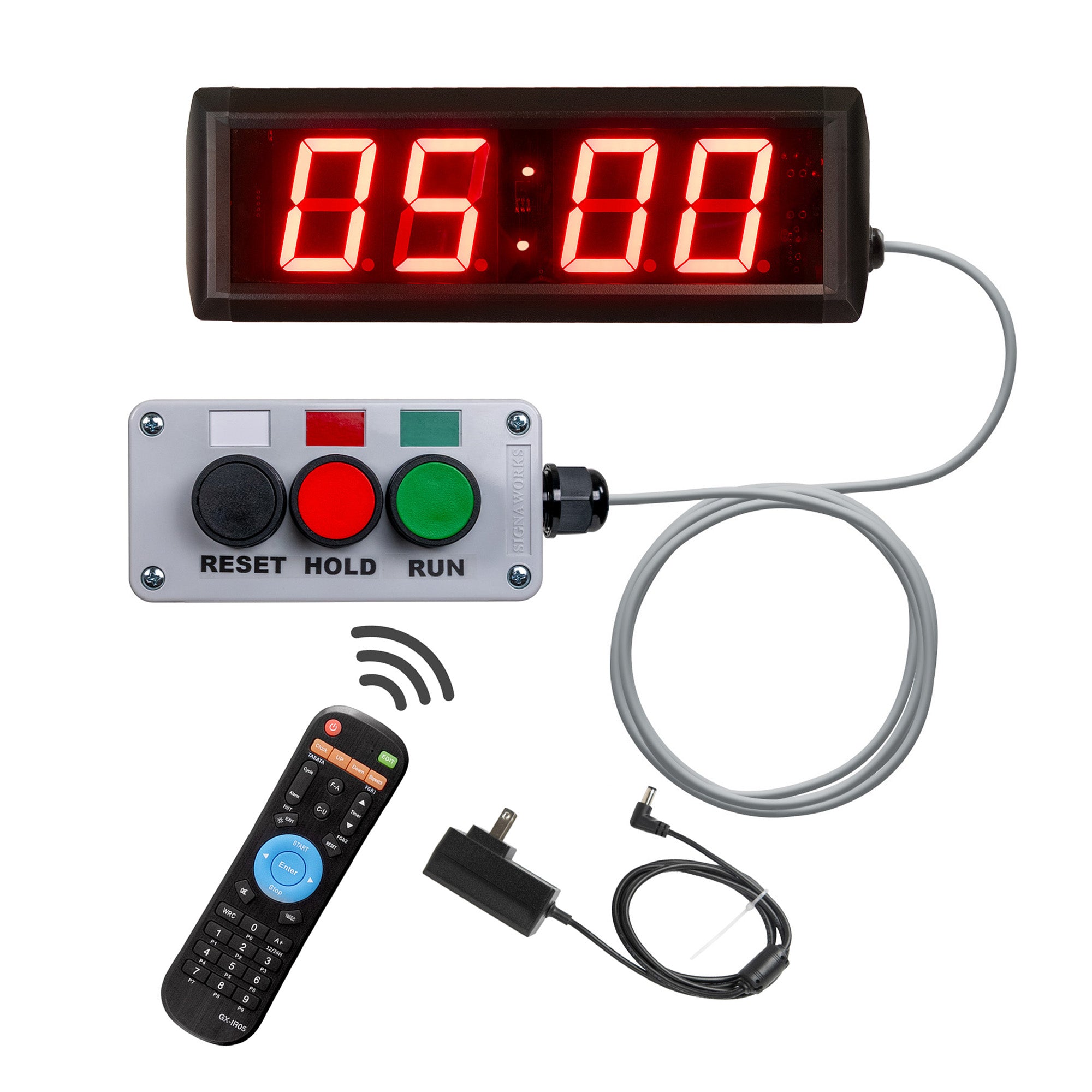 SPTC 2.3 Inch 4 Digit LED Production Timer with Run Hold Reset Switch Box