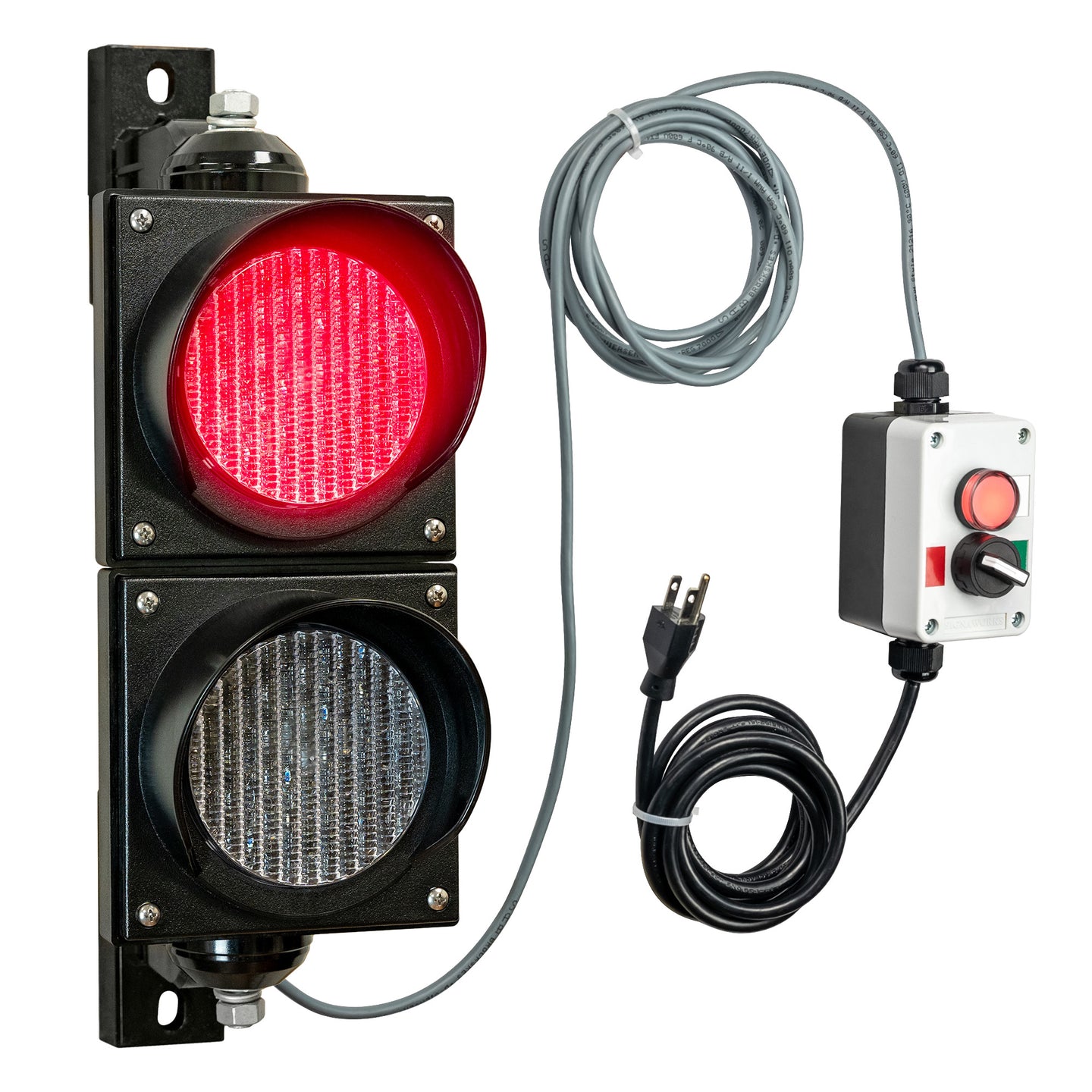 4 Inch Diameter Lens LED Loading Dock Traffic Light 2 Lights, 3 Position Switch & Red/Green Pilot Light