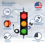 8 Inch Diameter Lens LED Traffic Light Signal - 3 Color, 3 Lights, Wireless Key Fob (Plug And Play)